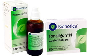 препарат Тонзилгон в форме сиропа и таблеток