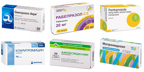 препараты для лечения: Омепразол, Рабепразол, Пантопразол, Кларитромицина, Амоксициллином, Метронидазолом