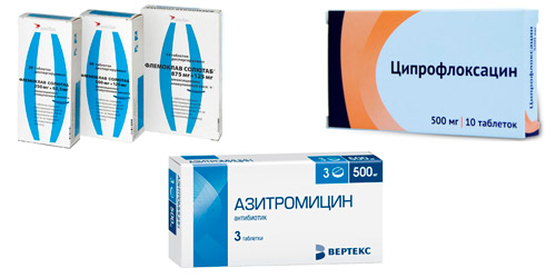 лекарственные средства: Флемоксин-Солютаб, Азитромицин, Ципрофлоксацин