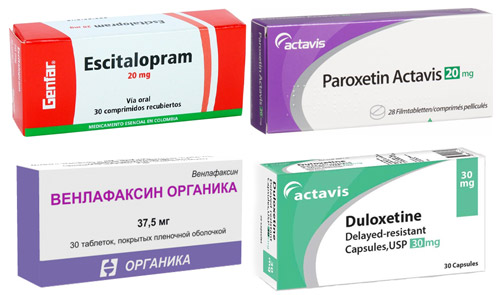 лекарства при синдроме повышенной тревожности: Эсциталопрам, Пароксетин, Венлафаксин, Дулоксетин