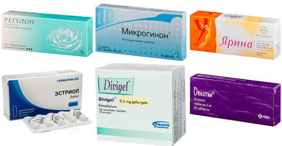 рекомендуемые препараты: Регулон, Микрогенон, Эстриол и др.